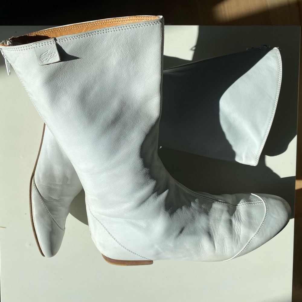 Lacoste Mod Zip-up White Leather Boots
